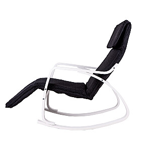 Šūpuļkrēsls ar regulējamu kāju balstu baltā un melnā krāsā
