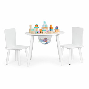 Белый детский стол с двумя стульями детская мебель Ecotoys set