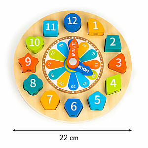 Образовательные деревянные часы-сортер 3в1 люминесцентные
