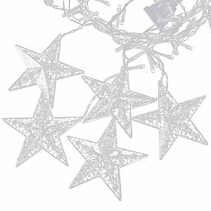 Gaismas Snowflake Stars Ziemassvētku Garland aizkars 138LED