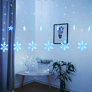 Gaismas Snowflake Stars Ziemassvētku Garland aizkars 138LED