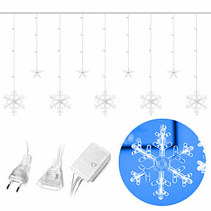 Gaismas Snowflake Stars Ziemassvētku Garland aizkars 138LED