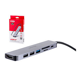 UNITEK HUB USB-C 7IN1, HDMI 4K, PD 100W, 5GBPS, ALU