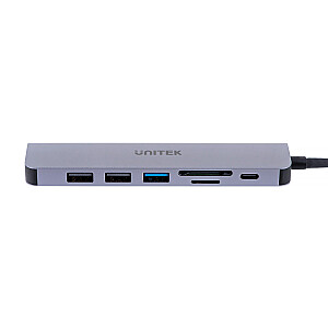 UNITEK HUB USB-C 7IN1, HDMI 4K, PD 100W, 5GBPS, ALU