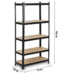 Metāla plaukts 150 x 75 x 30 cm Humberg HR-811 melns