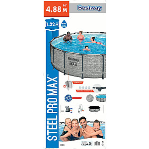 Bestway Steel Pro MAX Набор для надземного бассейна круглый 4,88 м x 1,22 м