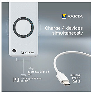 VARTA Portable Wireless Powerbank 20000mAh Silver