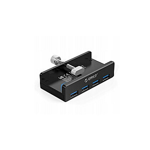 ORICO HUB 4X USB-A 3,0,5 GBPS, KLIPPIPA, ALUMĪNIJA, MELNS