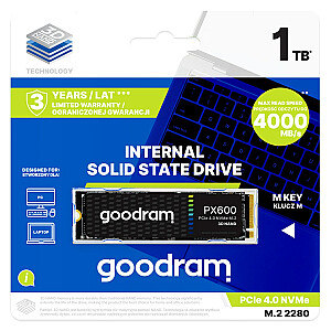 Внутренний твердотельный накопитель Goodram SSDPR-PX600-500-80 M.2 500 ГБ PCI Express 4.0 3D NAND NVMe