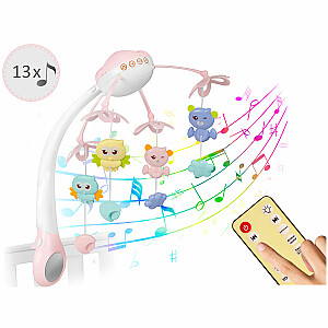 Кроватка-мобиль с проектором RK-813 розовый