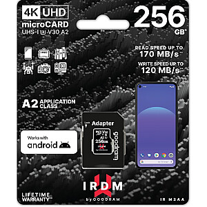 GOODRAM micro SDXC IRDM 256GB V30 A2 (UHS I U3) + адаптер