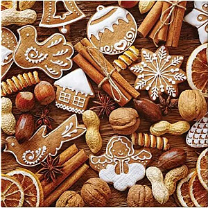 SALVETES 33X33CM RUSTIC GINGERBREAD, Paw Decor Collection