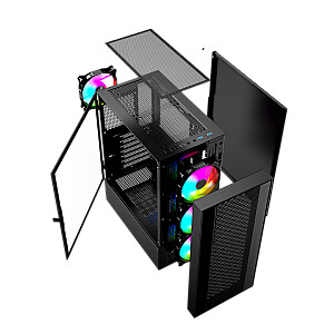 Korpuss spēļu datoram Gembird Fornax 4000 ARGB ATX, Midi Tower, aizmugurgaismojums, melns