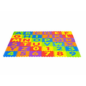 Большой поролоновый коврик EVA для детских букв и цифр 178x178 см 36 шт.