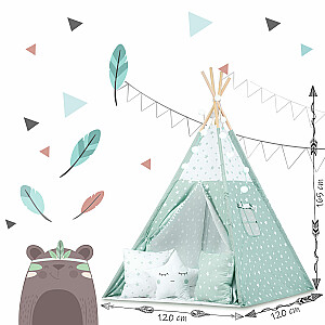 Izgaismota bērnu vigvama telts - piparmētra ar zvaigznēm