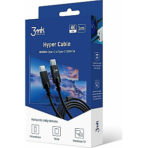 USB kabelis 3MK USB-C - USB-C 1 m, melns (nav iekļauts)