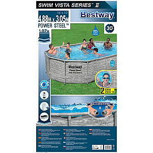 Bestway Power Steel Swim Vista sērijas ovāls baseins 16 x 10 x 42 collas/4,88 m x 3,05 m x 1,07 m