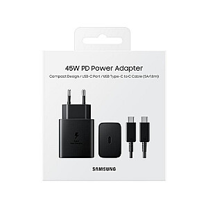 Samsung EP-T4510XBEGEU зарядка USB Type C 45W PD PPS + USB Type C провод черный 