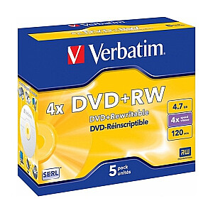 Matricas DVD+RW SERL Verbatim 4.7GB 4x 5 Pack Jewel