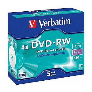 Matricas DVD-RW SERL Verbatim 4.7GB 4x 5 Pack Jewel