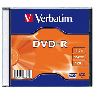 Matricas DVD-R AZO Verbatim 4,7 ГБ 16x, 20 упаковок Slim