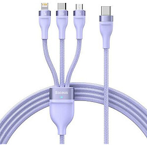 Baseus USB-C uz USB-C + microUSB + Lightning kabelis 1,5 m violets (CASS030205)