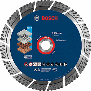 Dimanta griešanas disks Bosch EXPERT MultiMaterial 230 x 22,23 x 2,4 x 15 mm