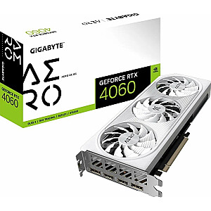 Gigabyte GeForce RTX 4060 Aero OC 8 GB GDDR6 grafiskā karte (GV-N4060AERO OC-8GD)