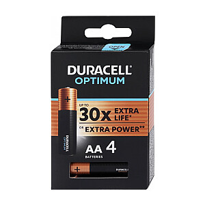 Duracell Optimum AA щелочные, 4 упаковки