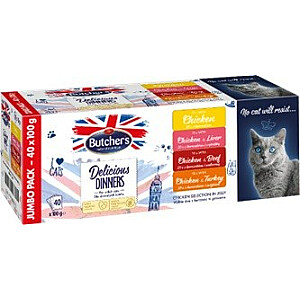 BUTCHER'S Delicious Dinners Jumbo Pack - влажный корм для кошек - 4 x 100 г