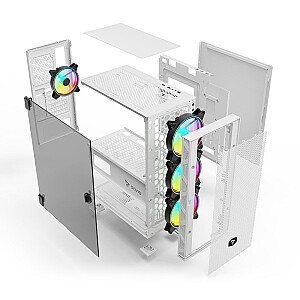 SAVIO Raptor White X1 ARGB Glass/Mesh White datora korpuss