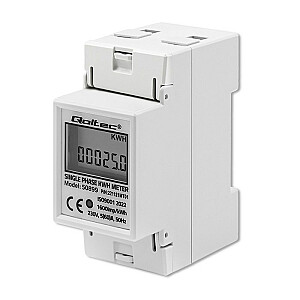Qoltec 50899 Vienfāzes elektroniskais enerģijas skaitītājs | 230 V | LCD | 2P | DIN sliede