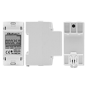 Qoltec 50899 Vienfāzes elektroniskais enerģijas skaitītājs | 230 V | LCD | 2P | DIN sliede