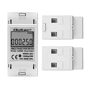 Qoltec 50899 Vienfāzes elektroniskais enerģijas skaitītājs | 230 V | LCD | 2P | DIN sliede