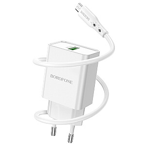 Зарядное устройство для телефона Borofone BN5 | USB | Quck Charge 3.0 | 18 Вт | + кабель Micro USB белый