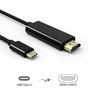 RoGer Kabelis USB-C uz HDMI 4K@30Hz / 1.8m / Melns