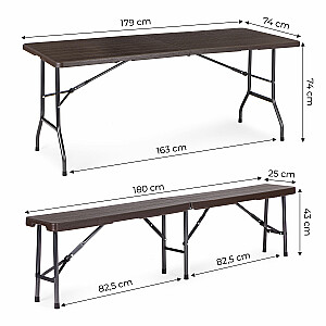 Ēdināšanas galds 180 cm + banketu komplekts no 2 soliem