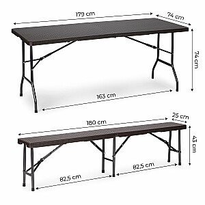 Banketu galds 180 cm + 2 soli Rotangpalmas banketu komplekts