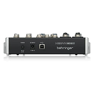 Behringer 802S ir 8 kanālu kompakts USB analogais mikseris, kas īpaši izstrādāts podcast apraidei, straumēšanai un mājas ierakstīšanai.