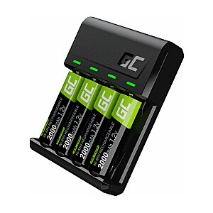 Green Cell GC VitalCharger AA and AAA charger + 4x AA 2000mAh NiMH Batteries