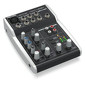Behringer 502S ir 5 kanālu kompakts USB analogais mikseris, kas īpaši izstrādāts podcast apraidei, straumēšanai un mājas ierakstīšanai.