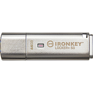 Zibatmiņas disks Kingston IronKey Locker+ 50, 64 GB (IKLP50/64GB)