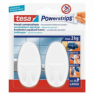 Крючок для клея Tesa Powerstrips, 2 шт., круглый, большой, белый (58013-00054-01)