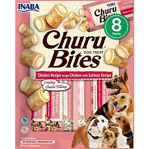 INABA Churu Bites Vistas gaļa ar lasi recepte - Kārums suņiem - 8x12g