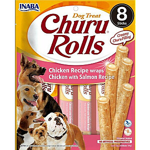 INABA Churu Rolls Курица с лососем рецепт - Лакомство для собак - 8x12g