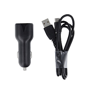 Maxlife MXCC-01 car charger 2x USB 2.4A black + USB-C cable