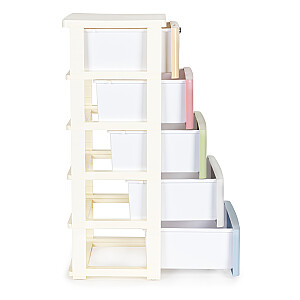 Книжный шкаф с 5 выдвижными ящиками на ножках на колесиках