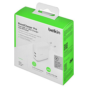 Belkin BoostCharge Pro universālā baltā maiņstrāvas ātrā uzlāde iekštelpās