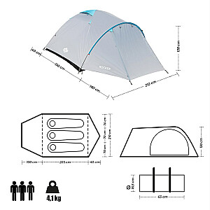 NILS CAMP ROCKER NC6013 Trīsvietīga kempinga telts