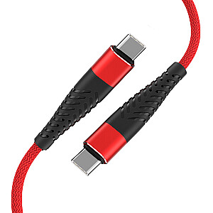 Fusion Fishbone USB-C kabelis ar USB-C 65W | 3A | 1,5 m sarkans